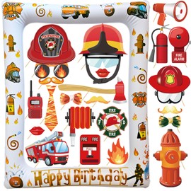 Fire Brigade Photo Box Accessories Birthday Photo Props Inflatable Photo Frame Children's Birthday Party Accessories Fireman Birthday Decoration Children Party Decoration