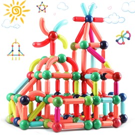 BAKAM Magnetic Building Blocks for Kids Ages 4-8, STEM Construction Toys for Boys and Girls, Large Size Magnetic Sticks and Balls Game Set for Kid’s Early Educational Learning (64PCS)