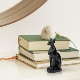 TRANSGOOD Egypt Cat Goddess Bastet Collectible Figurine 4.2" H Egypt Souvenirs Mini Resin Figurine for Home Desktop Decoration