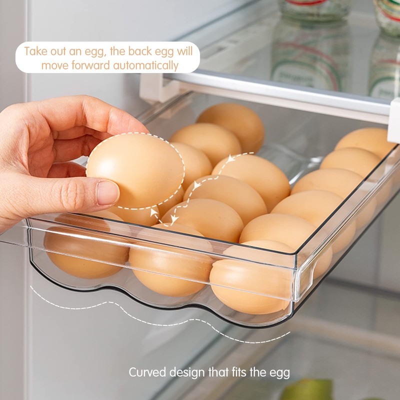 Drawers, Egg Holder, Extendable Fridge Drawer, Space for 18 Eggs,
