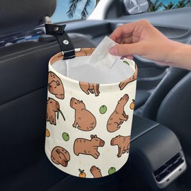FUIBENG Funny Capybara Car Garbage Can Waste Basket for Cars - Back Seat, Floor, or Hanging Headrest Cars Accessories Interior