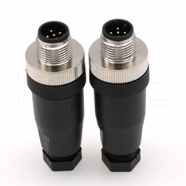 Eonvic M12 - Conector de sensor industrial de 5 pines macho a código A, conector de aviación circular, impermeable, recto, 12 mm, adaptador de cable de enchufe de 2 unidades