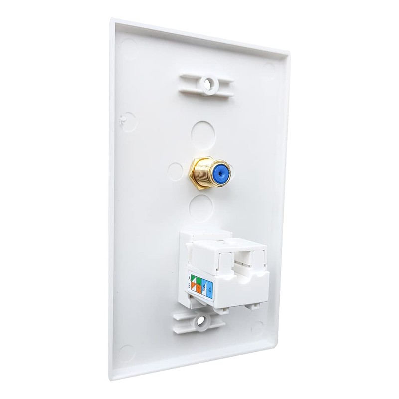 BOPLAT 90 Degree CAT6 Ethernet Coax Wall Plate Punch Down