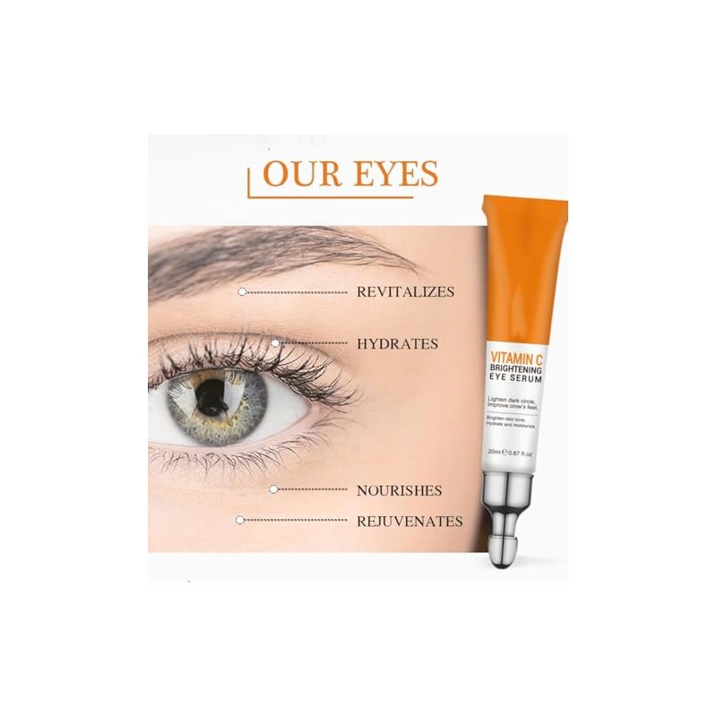 Crema Para Ojos con Vitamina C, Antiarrugas y Antienvejecimiento