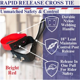Nunn Finer Rapid Release Cross Tie - Red Horse Safety Tie with Quick Handler Release - 18" Control Length, Nylon Webbing, Easy Install for Trailer or Barn