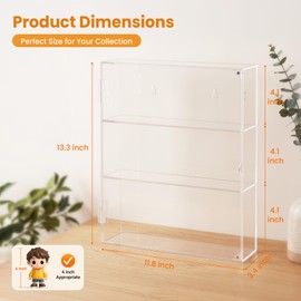 TimberAura Acrylic Display Case, 3 Tier Clear Dustproof Cabinet Box with Magnetic Door, Wall Mounted or Desktop Organizer for Collectibles, Figures, Crystals, Mini Toys, Jewelry