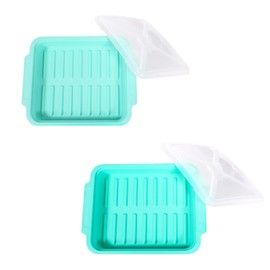 MMUGOOLER 2 Pack Microwave Easy Bacon Maker/Cooker with Lid, Safety, Quick and with No Mess, 11.3“ L x 9.0" W x 2.4" H- Blue