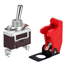 DaierTek Safety Cover Toggle Switch Guard ON Off Red Aircraft Covered 20A 12V Toggle Rocker Switch 120V AC 12 Volt DC Heavy Duty 2 Pin SPST for Car Truck Automotive