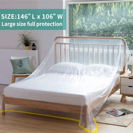 146"/12ft Plastic Sofa Couch Cover,Furniture Covers,Waterproof Couch Covers,Plastic Couch Covers For Sectional Sofa l Shape ,Extra Large Bed Sofa Couch Furniture Protector Cover For Moving (Clear#1)