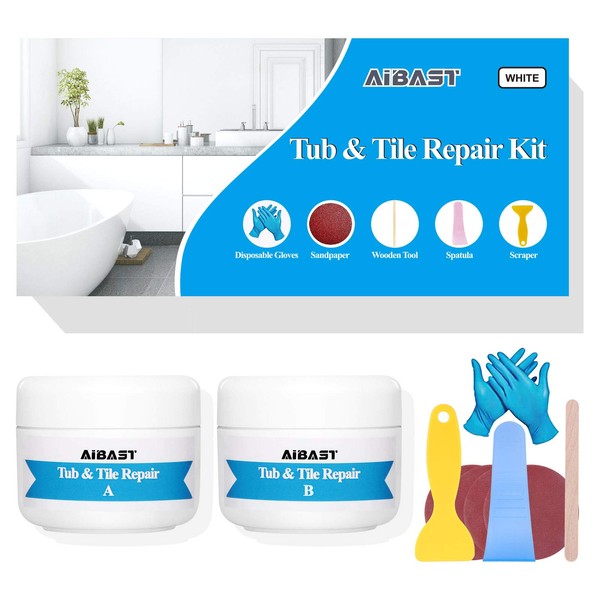 Tub, Tile and Shower Fiberglass Repair Kit, 3.5 oz Porcelain,Bathtub Repair Kit White Toilet Ceramic Repair Kit for Cracked Bathtub Scratches - Shower Bases 1