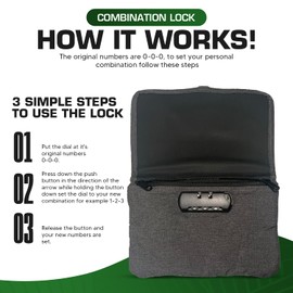 Happy Kit - 9"x6" Travel Pouch Bag Kit Organizer, Water Resistant Money Bag with Combination Lock, Portable Storage Bag Organizer (Grey)