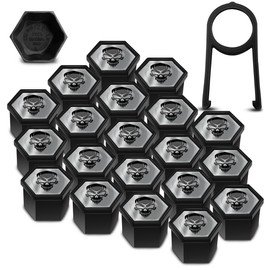 SkinoEu 20 x Wheel Bolts Wheel Nuts Rim Lock Nuts Caps Wheel Nut Covers Wheel Bolt Caps Wheel Nut Caps Plastic Covers Universal 17 mm Skull Black Silver Skull NC 21
