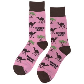 SockFly Hump Day Pink Dress Socks Funny Novelty Crazy Fun Design Men Size 8-12 Cotton Casual Crew Colorful Funky Fancy Socks Gift for Men
