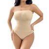 SheBuddy Women's Strapless Shapewear Thong Bodysuit Tummy Control Seamless Sculpted