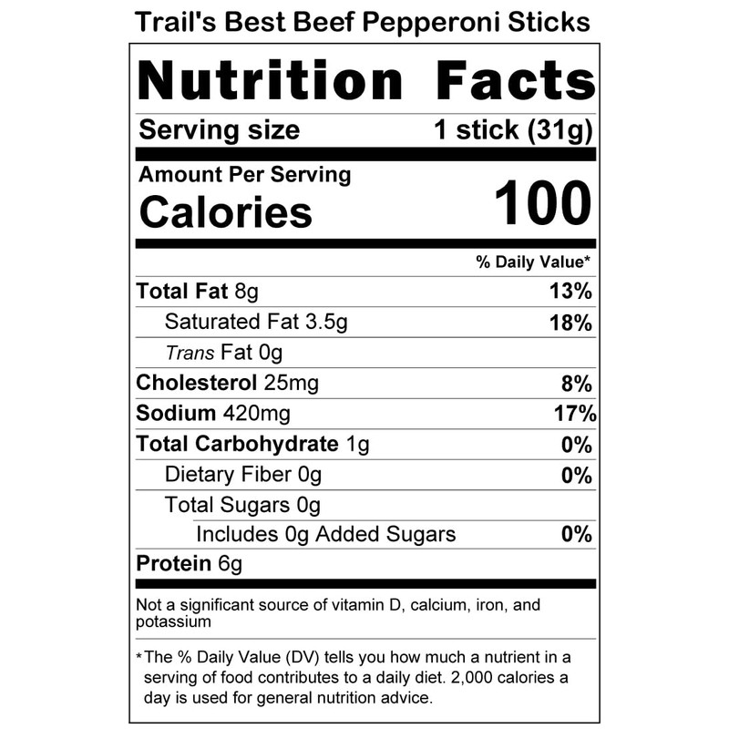 Trail's Best 1.1oz Pepperoni Sticks – 16 Count Tubs (6