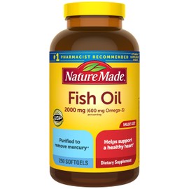 Nature Made Fish Oil Omega 3 Supplements, 2000mg Per Serving Softgels, Omega 3 Fish Oil for Heart Health Support, 250 Softgels