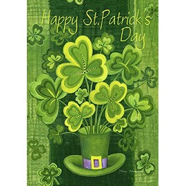 Toland Home Garden Shamrockin' 28 x 40 Inch Decorative Happy St Patrick's Day Shamrock Clover House Flag - 102577