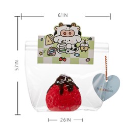 QCROAD SQUISHY handmade big taba squishy strawberry silicone fidget stress relief squeeze toys for Kids & Adults(Red strawberry Sauce)