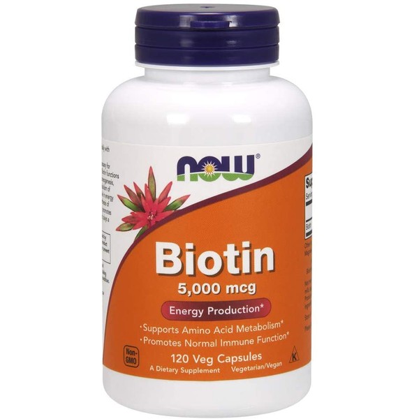 NOW Foods Biotin 5000 mcg Capsules, 120 Count