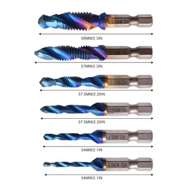 Yuiturt 6pcs Thread Tap Drill Bits, Self Centering Drill Bit, Durable Titanium Coated HSS Tapping/Drilling Tool Set, Drilling Hand Tools, M3 M4 M5 M6 M8 M10 Metric, 1/4" Hex Shank, Fluted Screw Thread