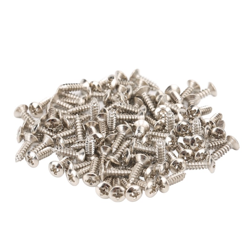 100PCS Guitar Pickguard Screws Metal Guard Plate Mounting Screw Electric