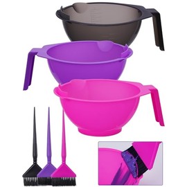 NiHome Hair Dye Brush Bowl Set, Color Mixing Bowls for Hairstylist, 3 Pack | Color Bowls With Fine Teeth For Brush Cleaning, Salon Supplies Essentials