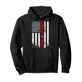 Promoted To Daddy Est 2024 American Flag Vintage Gifts Men Pullover Hoodie