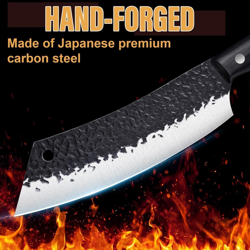 Golden Bird Butcher Knife Set - 4pcs Hand Forged Meat