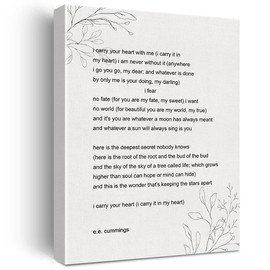 E.E. Cummings Poems I Carry Your Heart Canvas Painting Prints for Home Wall Art Decor Framed Artwork (12x15 Inch)