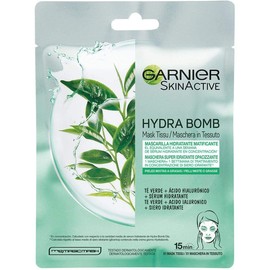 Garnier SkinActive, Hydra Bomb super-hydrating and mattifying sheet mask, For combination or oily skin, Green tea, Pack of 5