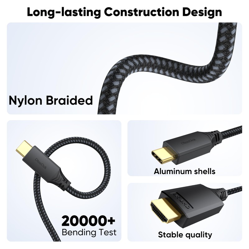 USB C to HDMI Cable 20ft Extra Long 4K@30Hz 1080P@120Hz
