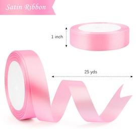 Light Pink Ribbon for Gift Wrapping Pink Christmas Ribbon 1 Inch 25 Yards Pink Satin Ribbon Pink Peach Ribbon Bouquet Ribbon Gift Wrap Ribbon for Lei Making Ribbons for Flower Bouquets Wrapping Ribbon