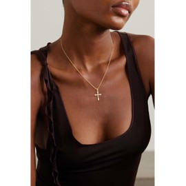 Bouzilli Cross Necklace for Women,Cross Necklace 14K Gold Plated Cross Pendant Necklace Dainty Trendy Small Cross Charm Necklace Simple Cute Choker Necklaces Gold Jewelry Gifts