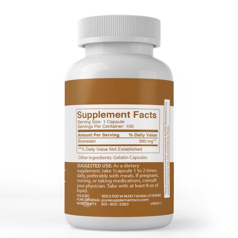 Pure Original Ingredients Bromelain, (100 Capsules) Always Pure, No Additives