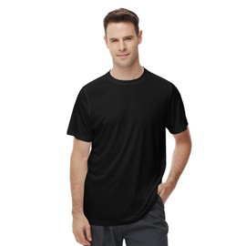 XXL Mens Black Round Collar Mositure Wicking Athletic T Shirt Pack Anti Wrinkle Black -2XL