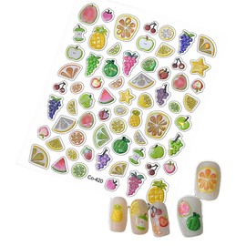 KGCGJVB Fruit Nail Stickers for Nail Art Summer Apple Orange Blueberry Watermelon Charms 5D Embossed Nail Decals for Nails Decoration Self-Adhesive for Manicure Cute Nail Art Supplies for Women