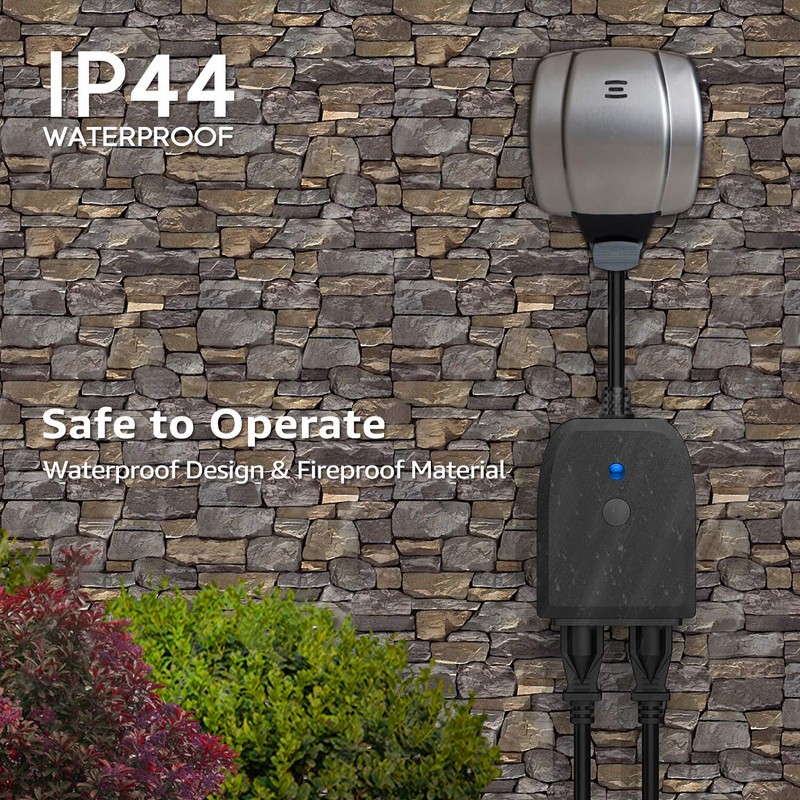 LITEdge Outdoor Smart Plug, WiFi 2-in-1 Plug Power Outlet, Compatible