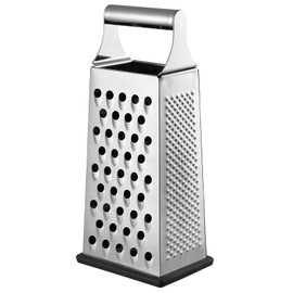 Dachiy Square Grater, 10 x 24 cm, Stainless Steel, Cheese Grater, Kitchen Grater, Hand Grater, with Non-Slip Base, Ideal as a Potato Grater, Vegetable Slicer, Practical Gadgets for the Kitchen (Wooden