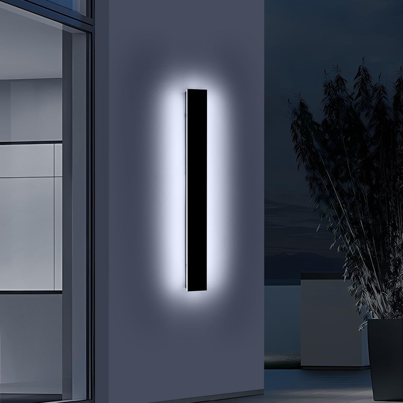 Daoseolo 39.3inch Modern Outdoor Wall Light, Black Outside LED Wall