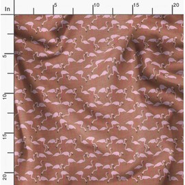 Soimoi Brown Poly Crepe Fabric Flamingo Bird Fabric Prints by Yard 52 Inch Wide