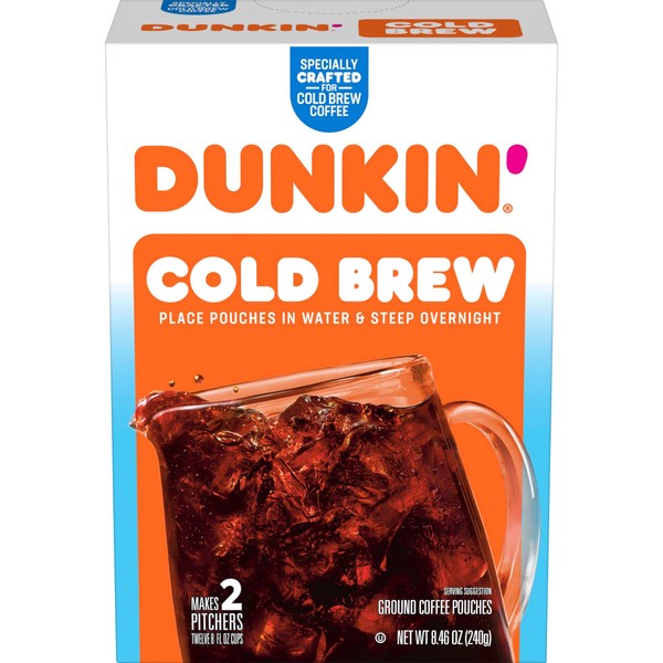 Dunkin' Donuts Cold Brew Coffee Packs Smooth & Rich Ground Coffee, 8.46 oz
