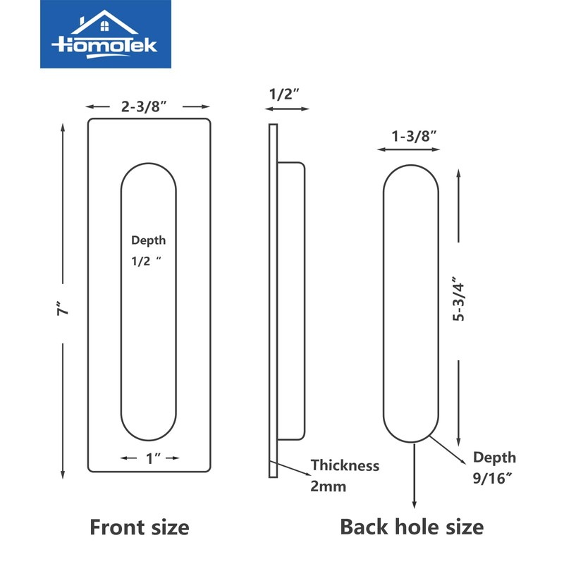 HOMOTEK 7 in Flush Pull Sliding Closet Door Handles 2