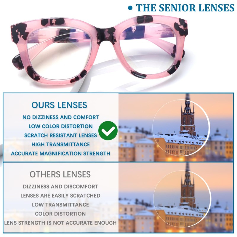 VIDEBLA 4 Pack Progressive Multifocus Reading Glasses for Women Oprah