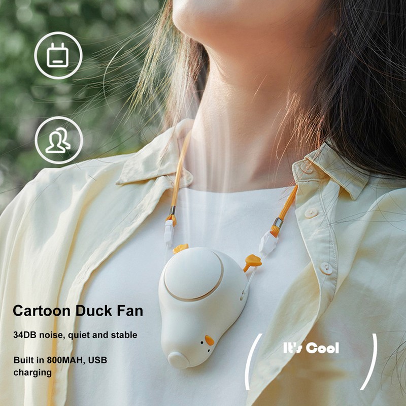 Hanging Neck Fan Duck Shape Small Fan USB Charging Necklace