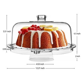 HBlife HBlife Acrylic Cake Stand with Dome Cover Multifunctional Serving Cookie Platter Punch Bowl and Cake Plate for Dessert Table Display for Parties (6 Uses)