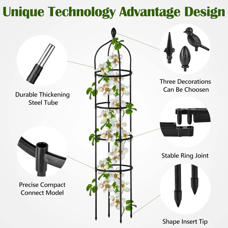 Garden Obelisk Trellis for Climbing Plants Outdoor 6 Ft Rose