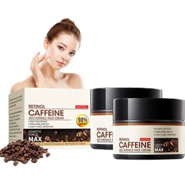 Crema antiarrugas hidratante con retinol y cafeína, crema facial con retinol y cafeína, humectante facial antienvejecimiento(2pcs)