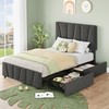 IDEALHOUSE Twin Size Bed Frame with Adjustable Headboard and 2