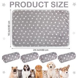 Tranqun 4 Pcs Puppy Pee Pads Waterproof Puppy Pads Reusable Training Pads Washable Pee Pads for Dog Cat Throw Blanket PET Crate Mats Stars Pattern Whelping Small Animals Cage Liner(16 x 24 Inch)