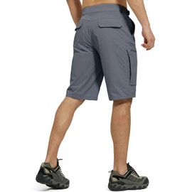 FREE SOLDIER Men's Cargo Hiking Shorts with Belt Lightweight Quick Dry Tactical Shorts with Pockets for Casual Work Golf (GrayBlue 40W12L)